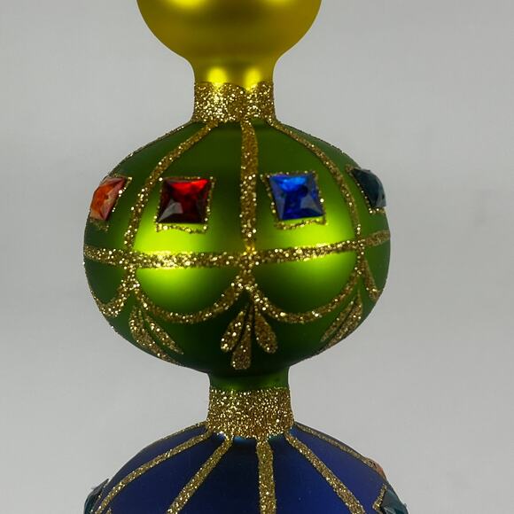 Department 56 Finial Christmas Tree Topper Large 14.5" Rare Vintage Poland Green - Picture 3 of 12